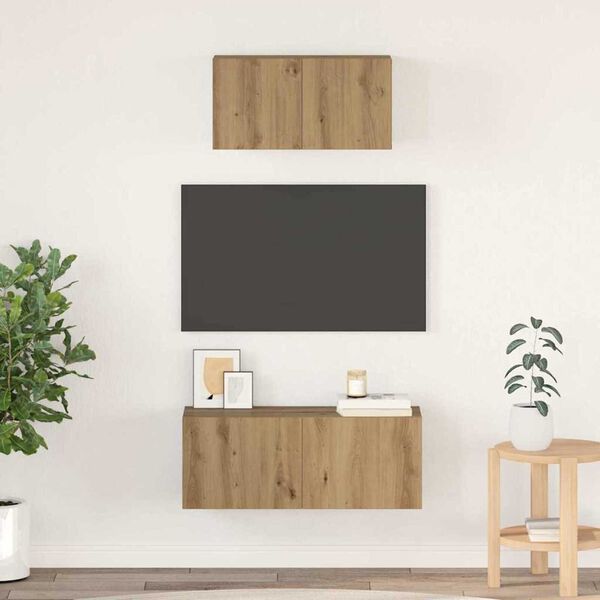 vidaXL Ensemble meuble TV 2 pcs Ch&ecirc;ne artisanal Bois d'ing&eacute;nierie