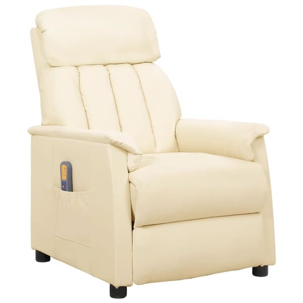 vidaXL Fauteuil de massage Cr&egrave;me Similicuir