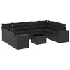 vidaXL Salon de jardin 10 pcs avec coussins noir r&eacute;sine tress&eacute;e