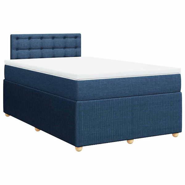 vidaXL Sommier &agrave; lattes de lit avec matelas Bleu 120x200 cm Tissu