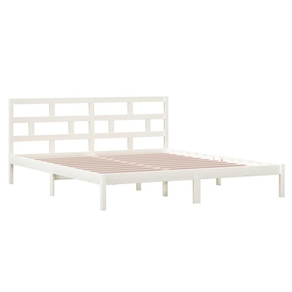 vidaXL Cadre de lit sans matelas blanc bois massif