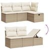 vidaXL Salon de jardin avec coussins 5 pcs beige r&eacute;sine tress&eacute;e