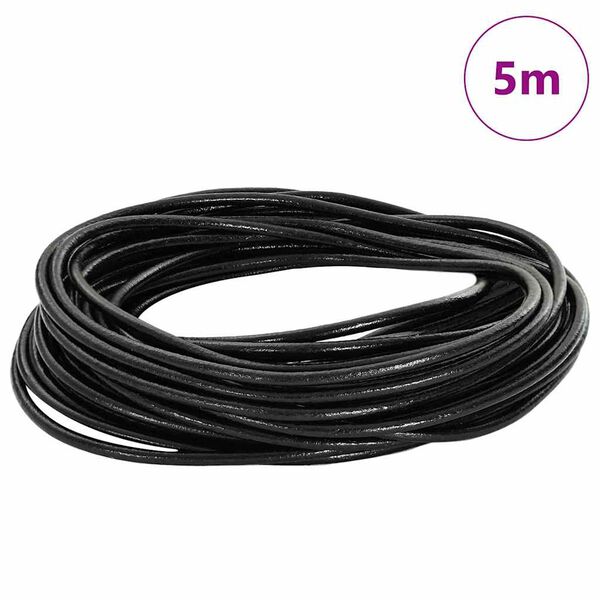 vidaXL Corde en Cuir Noir Ø3 mm x 5 m Cuir