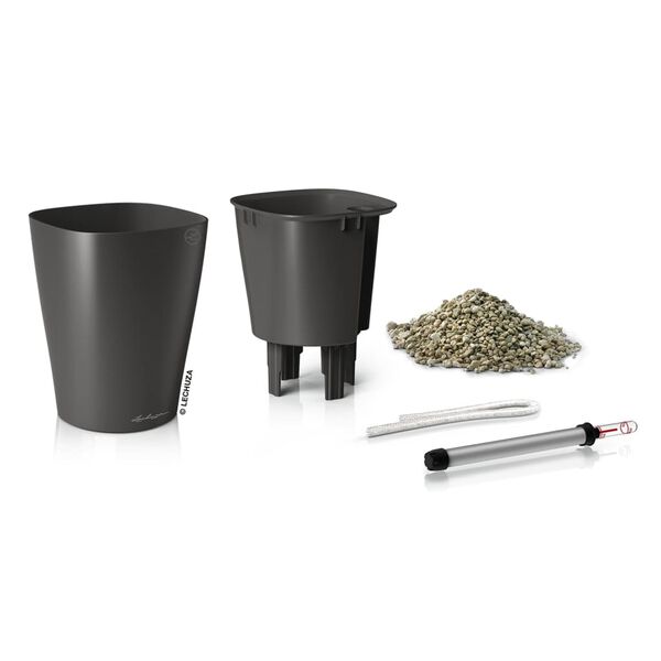 LECHUZA Jardini&egrave;re DELTINI ALL-IN-ONE Charbon m&eacute;tallique