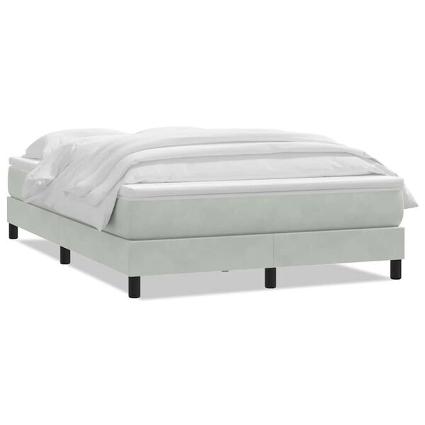 vidaXL Sommier &agrave; lattes de lit et matelas gris clair 140x210cm velours