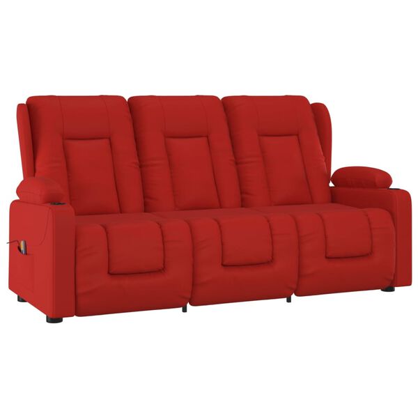 vidaXL Fauteuil de massage inclinable 3 places porte-gobelets bordeaux