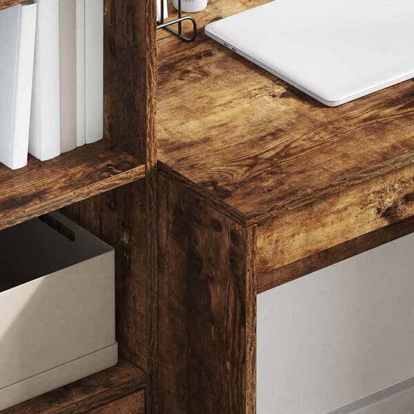 vidaXL Bureau avec tiroir 2 pcs Ch&ecirc;ne fum&eacute;