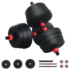 vidaXL Ensemble Halt&egrave;re-Barre 2-en-1 20 kg Noir et Rouge