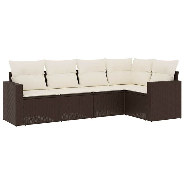 vidaXL Salon de jardin avec coussins 5 pcs marron r&eacute;sine tress&eacute;e