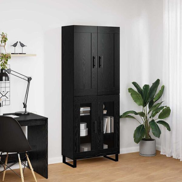 vidaXL Haut Armoire Ch&ecirc;ne noir 69,5 x 34 x 180 cm Bois d'ing&eacute;nierie