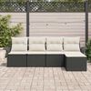 vidaXL Ensemble de canap&eacute; de jardin avec coussin 5 pcs Noir polyrotin