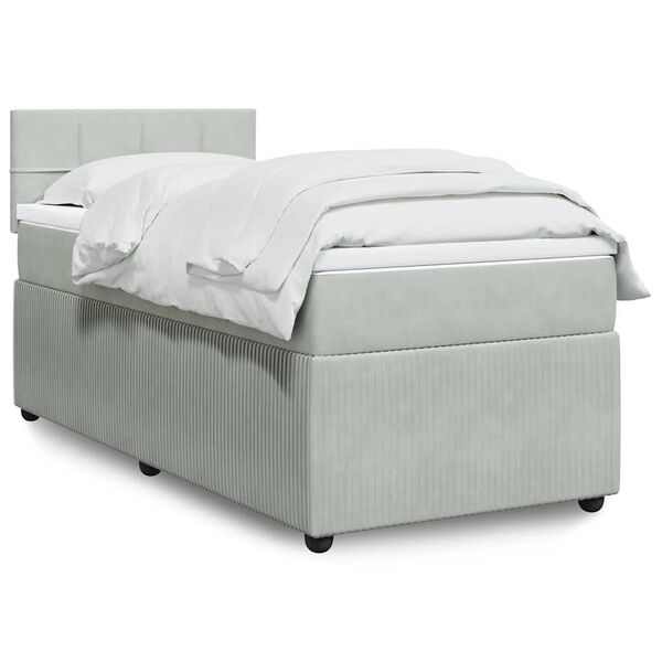 vidaXL Sommier &agrave; lattes de lit et matelas Gris clair 90x190 cm Velours