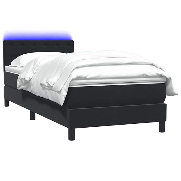 vidaXL Sommier &agrave; lattes de lit avec matelas et LED noir 100x210 cm velours