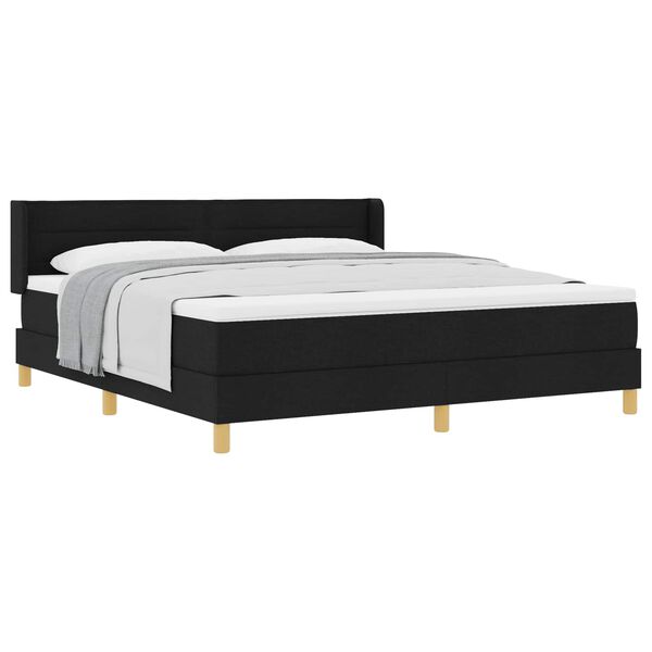 vidaXL Lit &agrave; ressorts avec matelas Noir 200 x 180 cm tissu