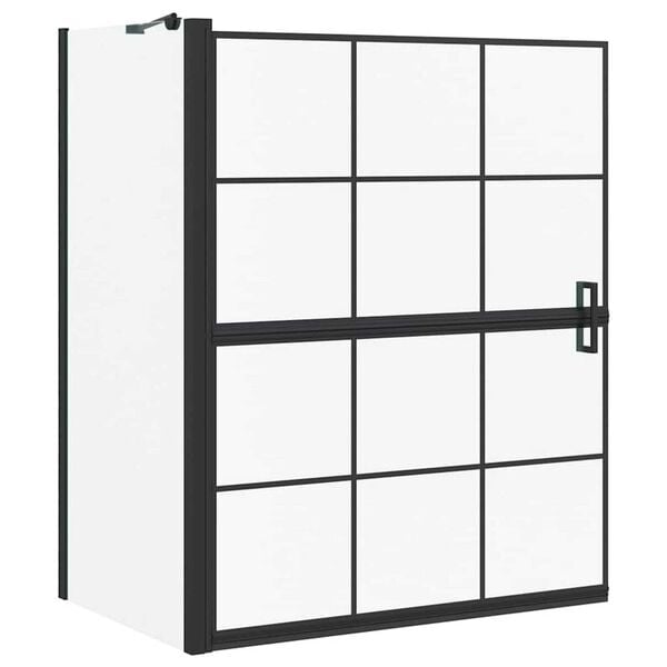 vidaXL &Eacute;cran de douche de bain Noir et Transparent 116 x 68 x 128 cm
