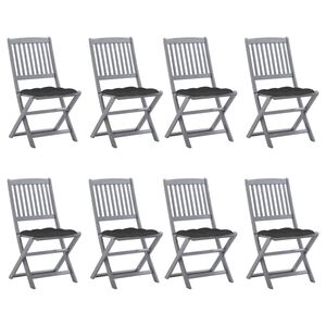 vidaXL Chaises pliables d'ext&eacute;rieur lot de 8 et coussins Bois d'acacia