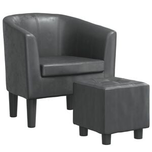 vidaXL Fauteuil avec repose-pied gris similicuir