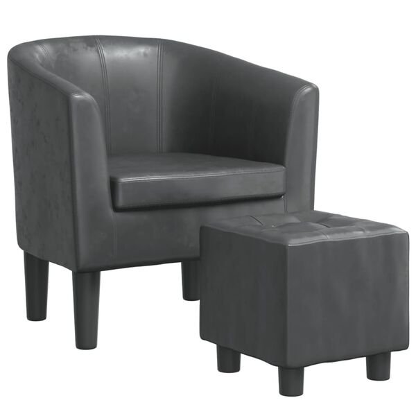 vidaXL Fauteuil avec repose-pied gris similicuir