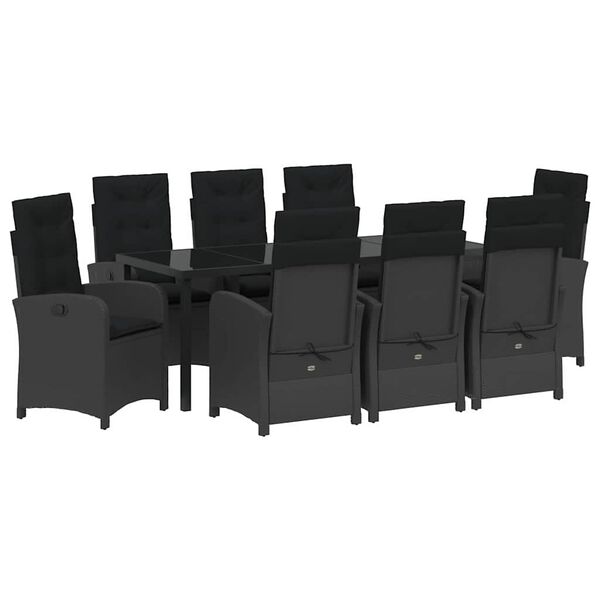 vidaXL Ensemble de salle &agrave; manger pour jardin 9 pcs Noir polyrotin