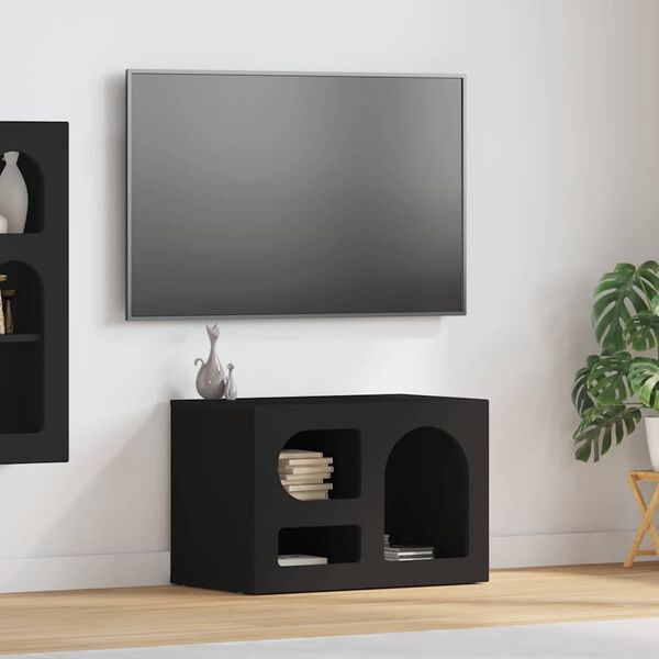 vidaXL Meuble TV Noir 60 x 35 x 40 cm Bois d'ing&eacute;nierie
