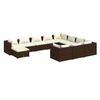 vidaXL Salon de jardin 11 pcs avec coussins R&eacute;sine tress&eacute;e Marron