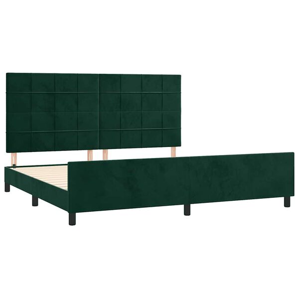 vidaXL Cadre de lit sans matelas vert fonc&eacute; 200x200 cm velours