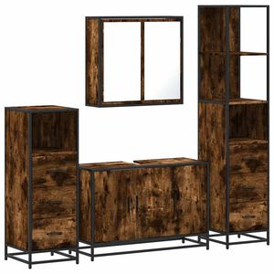 vidaXL Ensemble meubles salle de bain 4 pcs ch&ecirc;ne fum&eacute; bois ing&eacute;nierie