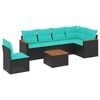 vidaXL Ensemble de canap&eacute; de jardin 7 pcs avec coussins noir r&eacute;sine tress&eacute;e