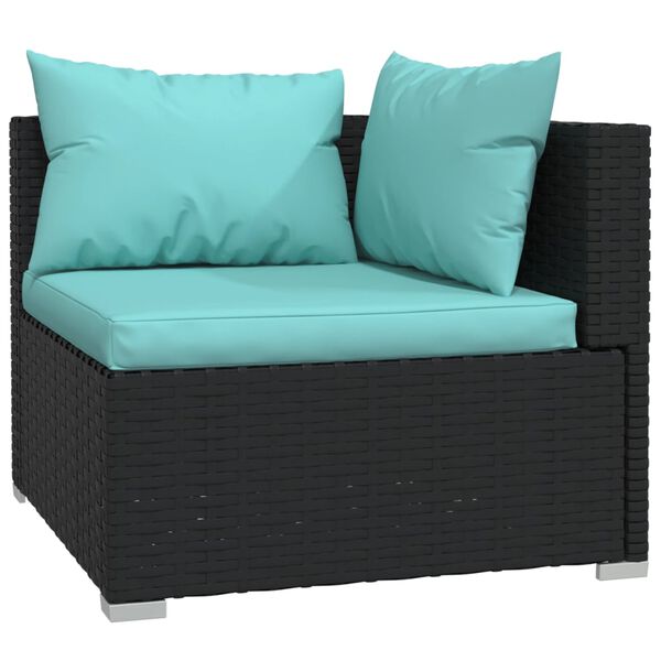 vidaXL Salon de jardin 8 pcs avec coussins R&eacute;sine tress&eacute;e Noir