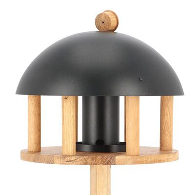 Esschert Design Mangeoire à oiseaux avec silo et toit rond Noir