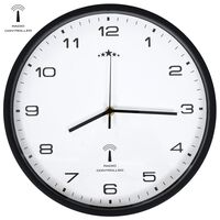 vidaXL Horloge murale radioguidée Mouvement à quartz 31 cm Blanc/noir