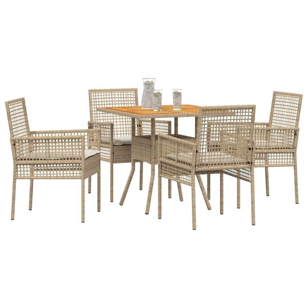 vidaXL Ensemble de salle &agrave; manger pour jardin 5 pcs Beige polyrotin