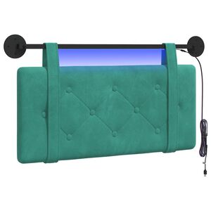 vidaXL T&ecirc;te de lit suspendue Avec lumi&egrave;re LED Turquoise Velours