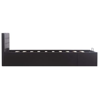 vidaXL Cadre de lit à rangement hydraulique Noir Similicuir 90x200 cm