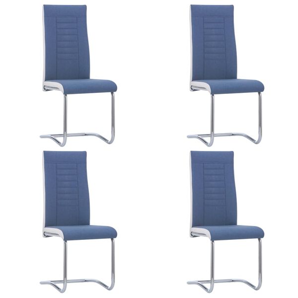 vidaXL Chaises &agrave; manger cantilever lot de 4 bleu tissu