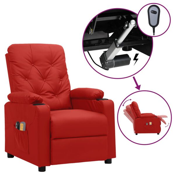 vidaXL Fauteuil de massage &eacute;lectrique Rouge bordeaux Similicuir