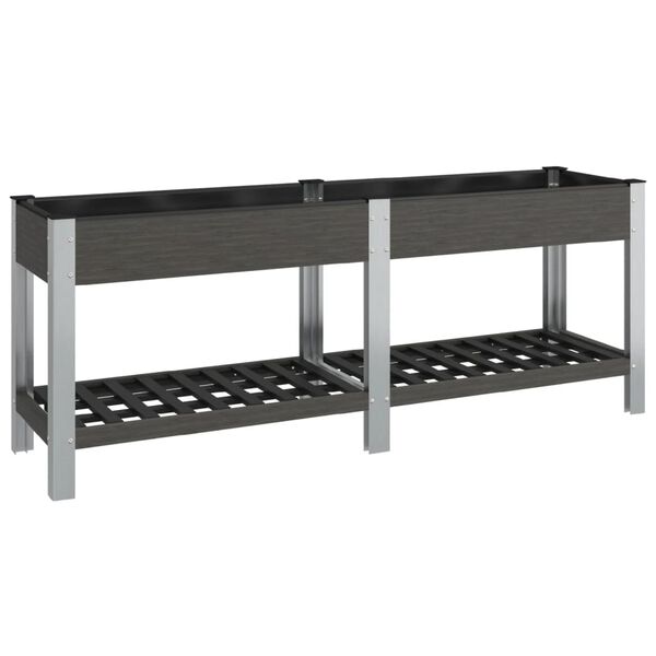vidaXL Lit sur&eacute;lev&eacute; de jardin avec &eacute;tag&egrave;re Gris 200x50x75 cm WPC