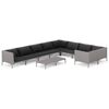 vidaXL Salon de jardin 10 pcs avec coussins R&eacute;sine tress&eacute;e Gris fonc&eacute;