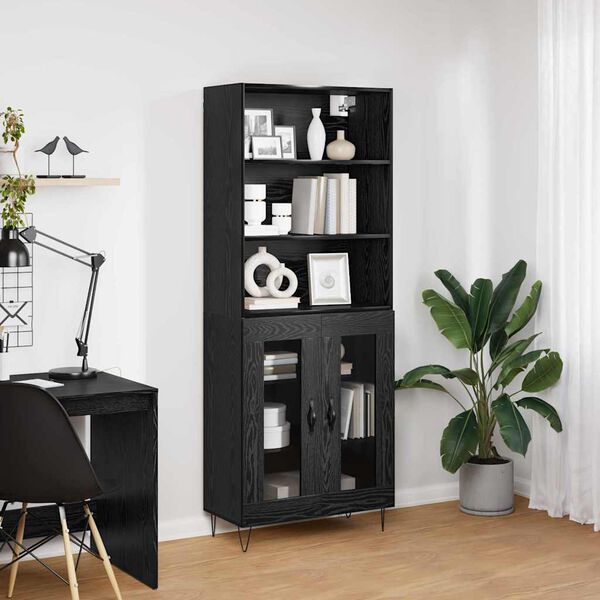vidaXL Haut Armoire 2 pcs Ch&ecirc;ne noir Bois d'ing&eacute;nierie