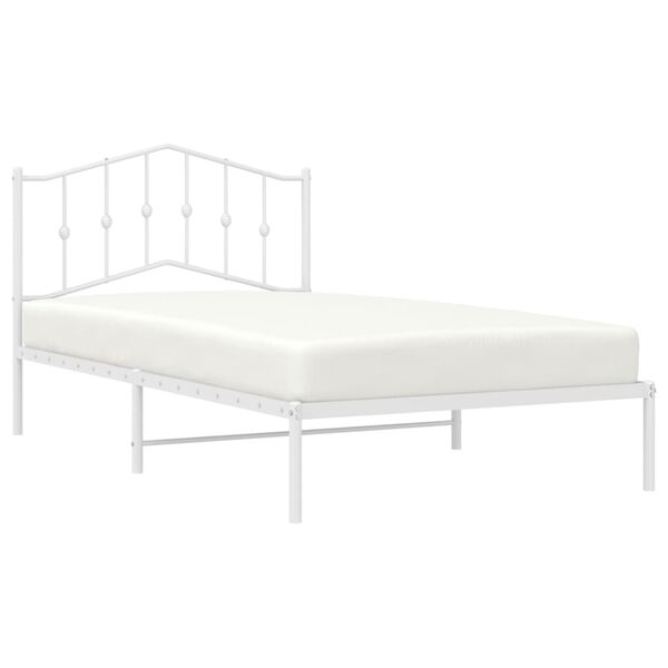 vidaXL Cadre de lit métal sans matelas et tête de lit blanc 107x203 cm