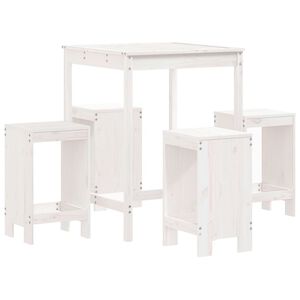 vidaXL Ensemble de bar de jardin 5 pcs blanc bois massif de pin