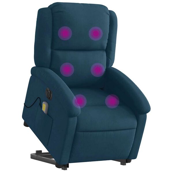 vidaXL Fauteuil inclinable de massage &eacute;lectrique bleu velours