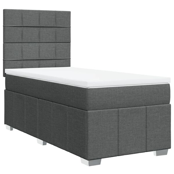 vidaXL Sommier &agrave; lattes de lit avec matelas Gris fonc&eacute; 80x200 cm Tissu