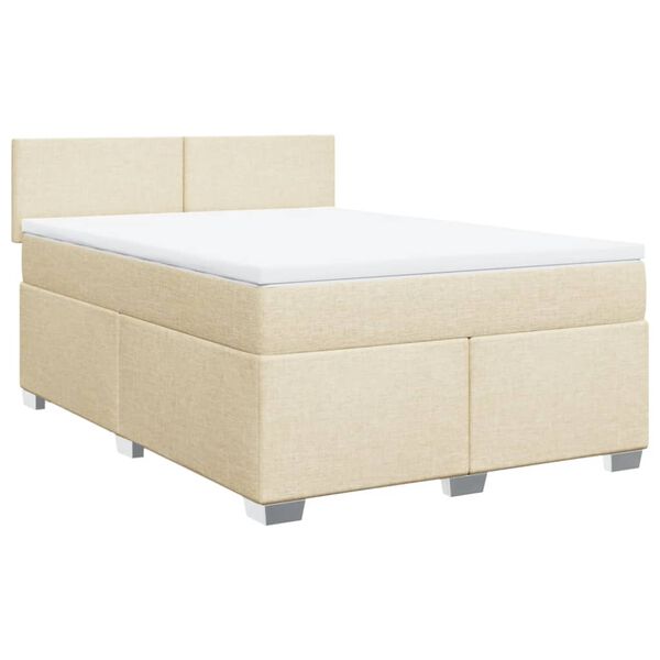 vidaXL Sommier &agrave; lattes de lit avec matelas Cr&egrave;me 140x190 cm Tissu