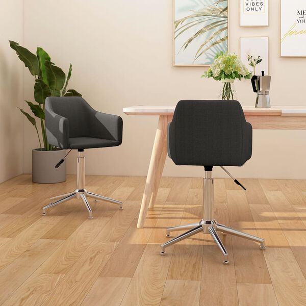 vidaXL Chaises pivotantes &agrave; manger lot de 2 Gris fonc&eacute; Tissu