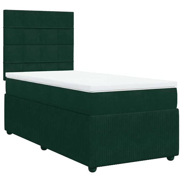 vidaXL Sommier &agrave; lattes de lit avec matelas Vert fonc&eacute; 90x200 cm