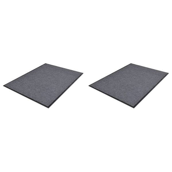 vidaXL Paillassons 2 pcs PVC Gris 90x60 cm
