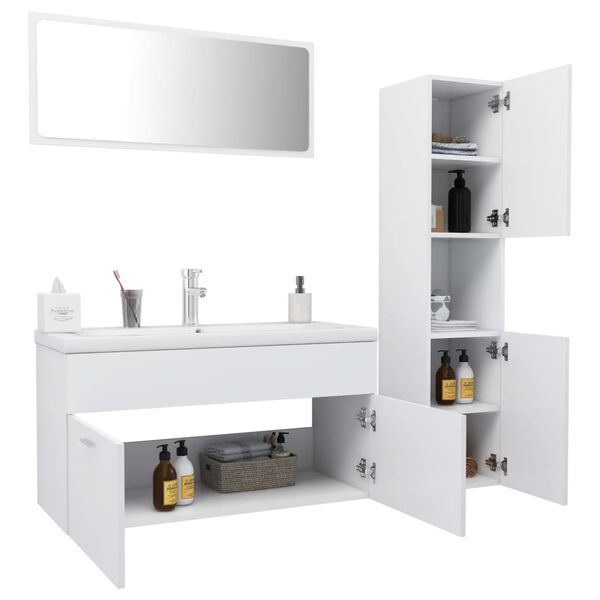 vidaXL Ensemble de meubles de salle de bain Blanc Bois d'ingénierie