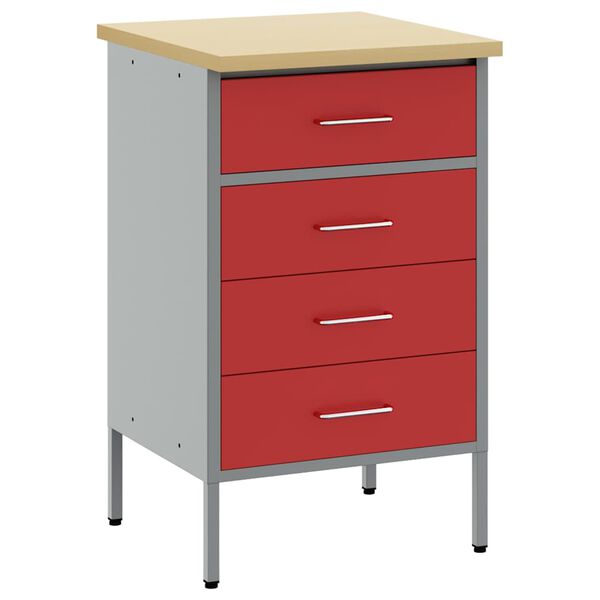 vidaXL &Eacute;tabli Rouge et Gris 50 x 55 x 85 cm Bois d'ing&eacute;nierie et acier