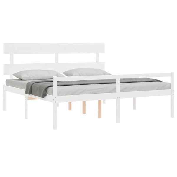 vidaXL Lit pour personne &acirc;g&eacute;e sans matelas blanc 200x200cm bois massif